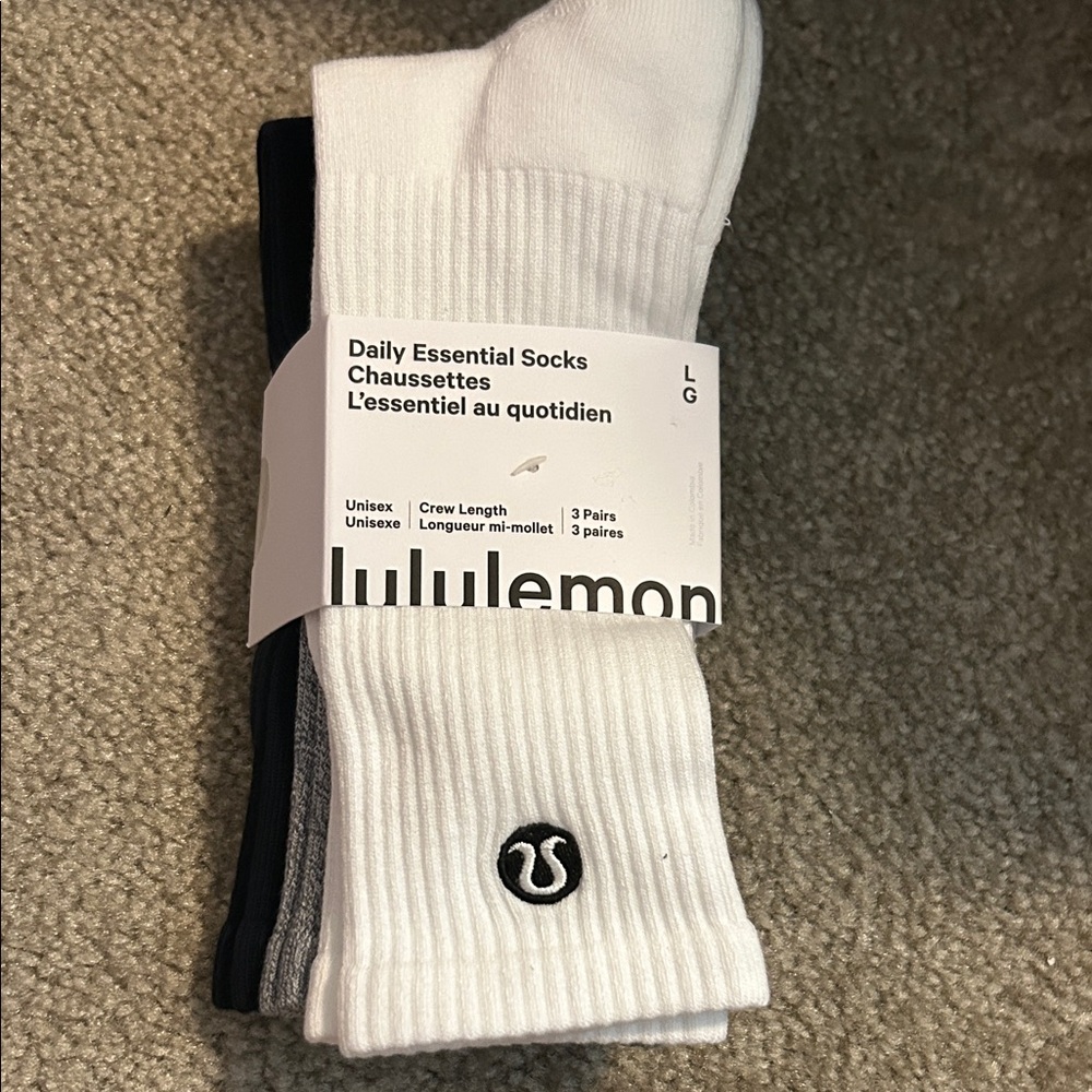 lululemon athletica Men's Crew Socks - White, Black, Gray